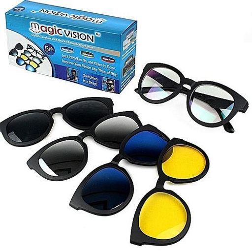 Lunettes Pratiques Magnétiques 5 Lunettes - Lunettes Soleil + Lunettes Nuit + Cadre Lunettes thumbnail 1