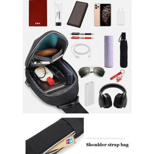Sac Bandoulière Étanche, Sac Poitrine Antivol Haute Qualité, Crossbody +port Usb thumbnail 3