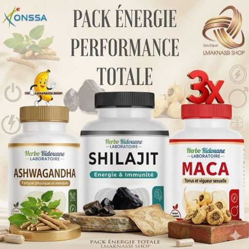 Pack Énergie Performance 3 Maca, Shilajit , Ashwagandha 60 Gélules / 350 Mg thumbnail 1