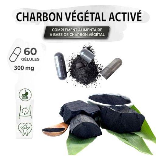 Charbon Végétal Activé 300mg 60 Gélules thumbnail 2