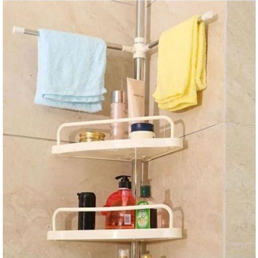 Étagère Murale D’angle À 4 Niveaux Pour Salle De Bain Avec Porte Serviettes thumbnail 3