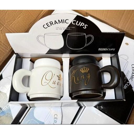 2 Tasses À Café En Céramique “king & Queen ” Coffret Cadeau De Mariage Pour Mariée Et Marié - Matching His Hers Cups - Parfait Pour Lanniversaire, thumbnail 2