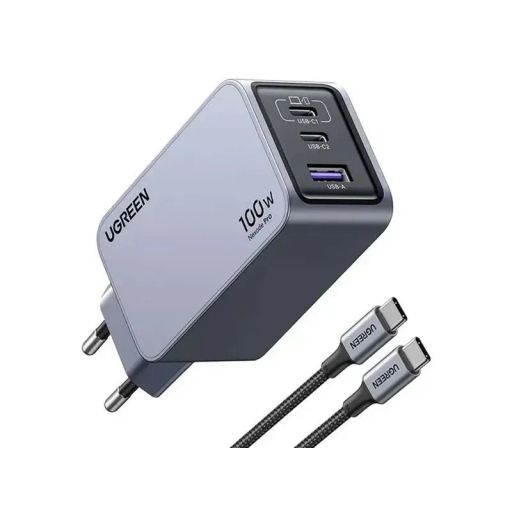 Ugreen 100w 2c1a Gan Chargeur Rapide +1.5m Cable Usb-c (25874) thumbnail 1