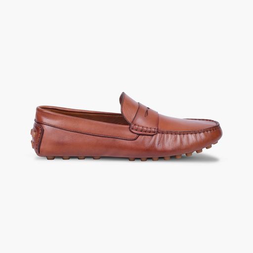 Mens Brown Leather Moccasins thumbnail 2