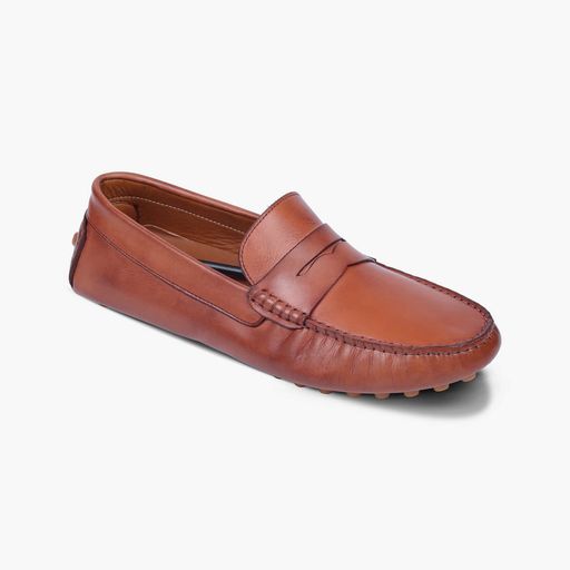 Mens Brown Leather Moccasins thumbnail 1