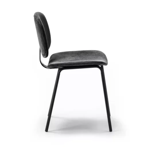 Pack Arus – Lot De 4 Chaises De Salle À Manger En Velours Côtelé Noir & Métal Noir thumbnail 2