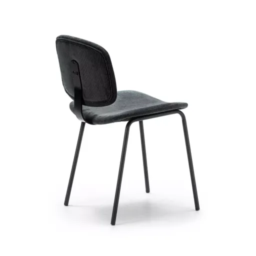 Pack Arus – Lot De 4 Chaises De Salle À Manger En Velours Côtelé Noir & Métal Noir thumbnail 3