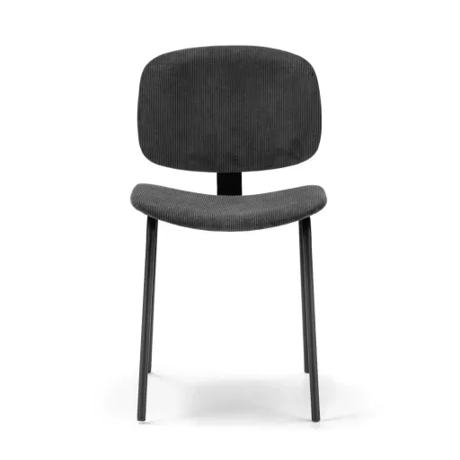 Pack Arus – Lot De 4 Chaises De Salle À Manger En Velours Côtelé Noir & Métal Noir thumbnail 4