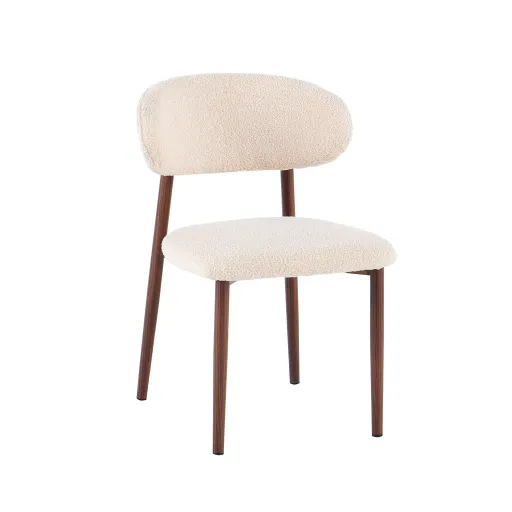 Pack Laura – Table Ovale De Luxe En Pierre Frittée & 6 Chaises Amandine Beige Bouclé thumbnail 4