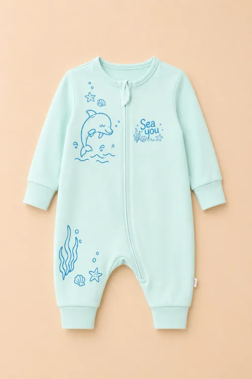 Grenouillère Bébé Mixte – Thème Marin Dauphin thumbnail 1