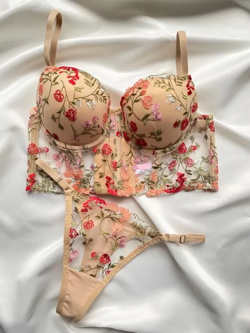 Bustier Brodé Whisky Café - Ensemble De Lingerie Sophistiqué thumbnail 2