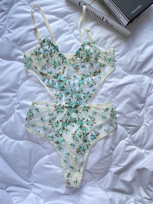 Body En Dentelle Découpée - Bleu thumbnail 2