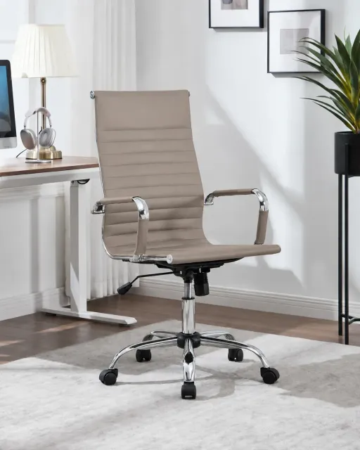 Pack Enola – Ensemble De Bureau Professionnel : 1 Fauteuil Direction + 2 Visiteurs Taupe thumbnail 2