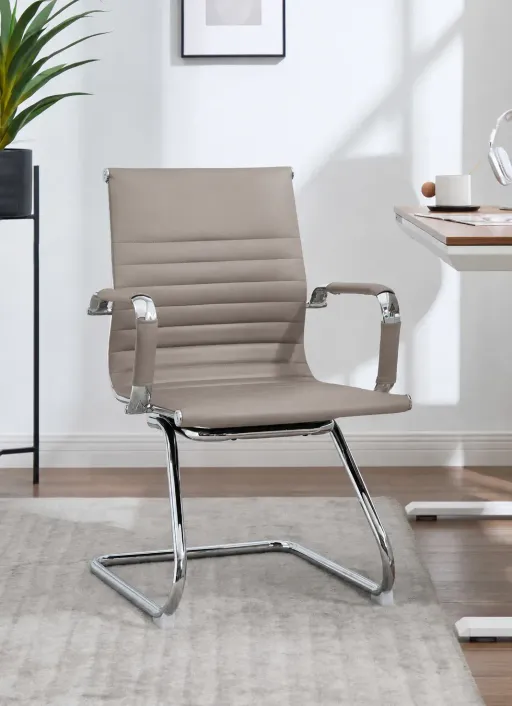 Pack Enola – Ensemble De Bureau Professionnel : 1 Fauteuil Direction + 2 Visiteurs Taupe thumbnail 3