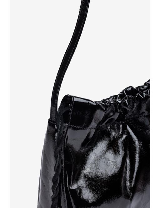Sac À Main En Cuir Verni Noir Froissé thumbnail 2
