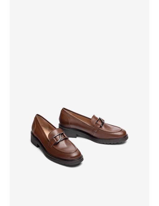 Mocassins Plats À Pointe Ronde En Cuir thumbnail 2