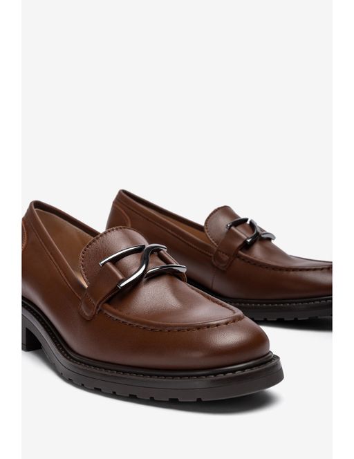 Mocassins Plats À Pointe Ronde En Cuir thumbnail 4