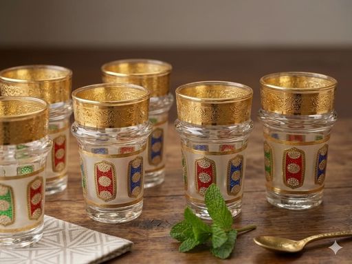 Lot De 10 Verres À Thé Marocains En Cristal thumbnail 3