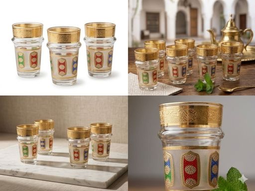 Lot De 10 Verres À Thé Marocains En Cristal thumbnail 2