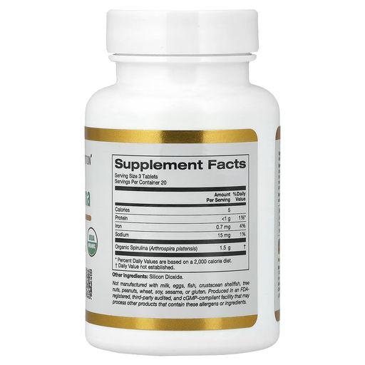 Organic Spirulina, 60 Tablets (500 Mg Per Tablet) thumbnail 2