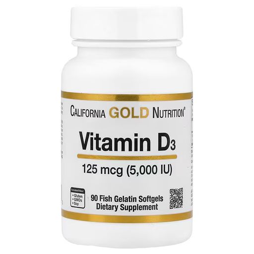 Vitamin D3, 125 Mcg (5,000 Iu), 90 Fish Gelatin Softgels thumbnail 1