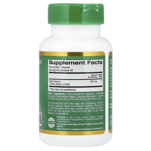 Euroherbs®, Nettle Root Extract, Euromed Quality, 250 Mg, 60 Veggie Capsules thumbnail 2