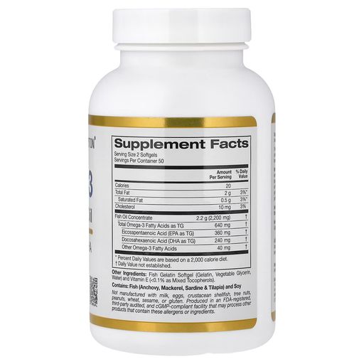 Omega-3 Premium Fish Oil, 100 Fish Gelatin Softgels (1,100 Mg Per Softgel) thumbnail 2