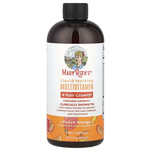 Liquid Morning Multivitamin + Hair Growth, Peach Mango, 15.22 Fl Oz (450 Ml) thumbnail 1