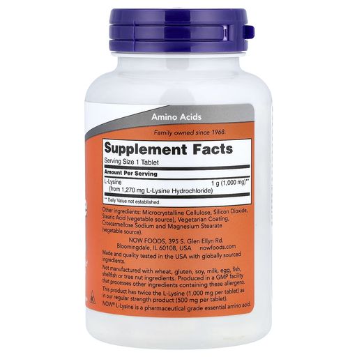 L-lysine, 1,000 Mg, 100 Tablets thumbnail 2