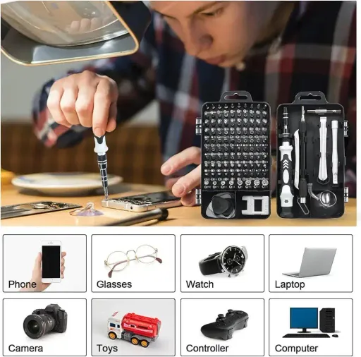 Kit De Tournevis De Précision 115 En 1 Pour Réparation Téléphone, Pc Et Électronique thumbnail 2
