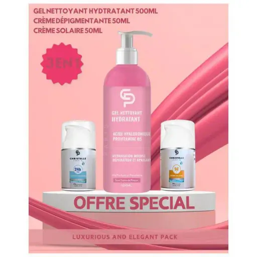 Lot De 3 Soins – Gel Nettoyant 500 Ml, Crème Antitaches 50 Ml Et Crème Solaire 50 Ml thumbnail 1