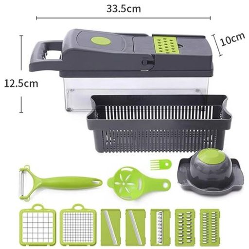 Mandoline Multifonctionnelle 12 En 1 - Coupe-légumes Et Fruits Avec Récipient thumbnail 3