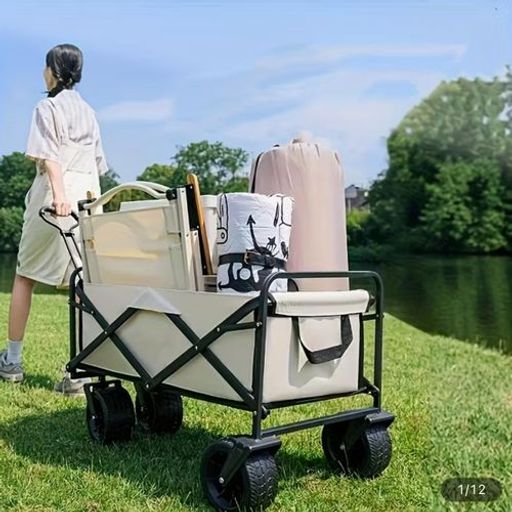 Chariot Pliable Tout-terrain Pour Courses, Pique-nique Et Camping thumbnail 2