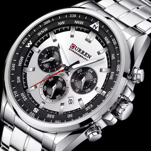 Montre, Bracelet Étanche Pour Homme Chronographe En Acier Inoxydable thumbnail 2
