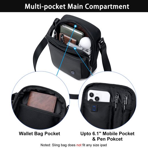 Sac bandoulière compact avec fermeture éclair et poche extérieure thumbnail 3