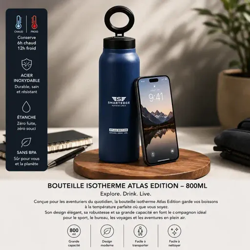 Bouteille Isotherme Atlas Edition Avec Support Téléphone Intégré thumbnail 2