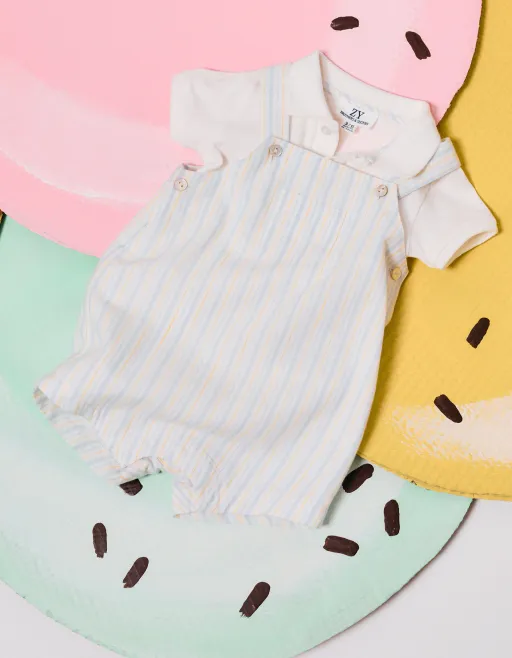 Cotton Bodysuit + Striped Shorts B&s For Newborns thumbnail 2
