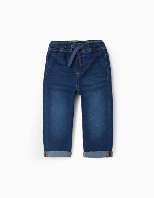 Slim Jeans With Drawstring For Baby Boys thumbnail 1