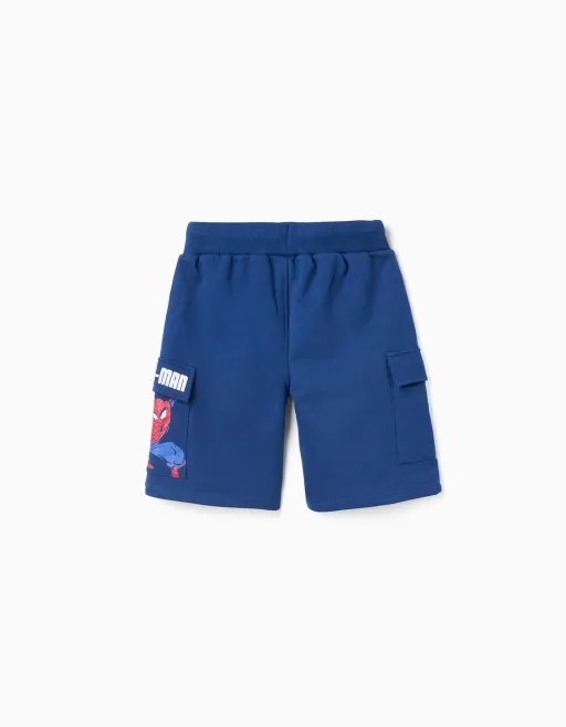 Cotton Shorts With Spider-man Print And Cargo Pockets For Boys thumbnail 2