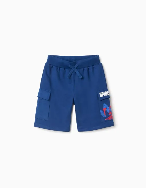 Cotton Shorts With Spider-man Print And Cargo Pockets For Boys thumbnail 1