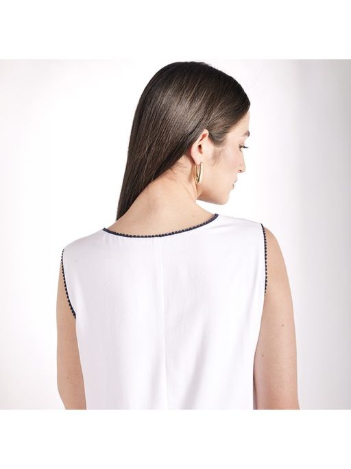 Robe Longue Broderie Bleue Marine thumbnail 2