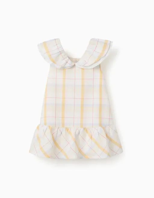 Checked Cotton Dress With Ruffles B&s For Baby Girls, Multicolour thumbnail 1