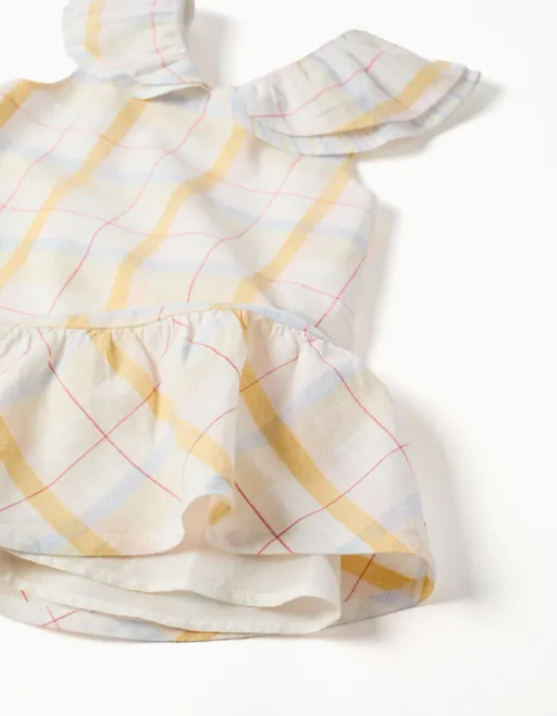 Checked Cotton Dress With Ruffles B&s For Baby Girls, Multicolour thumbnail 3