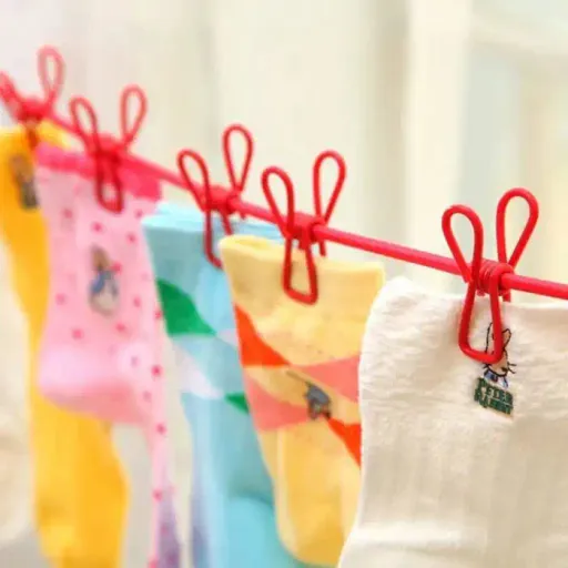 Corde À Linge Élastique Portable 12 Clip De Ceinture Extérieure 190 Cm thumbnail 4