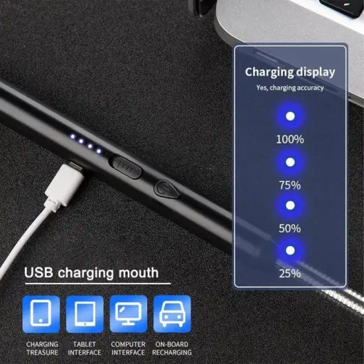 Briquets Électrique Rechargeable Par Usb, Sans Flamme thumbnail 3