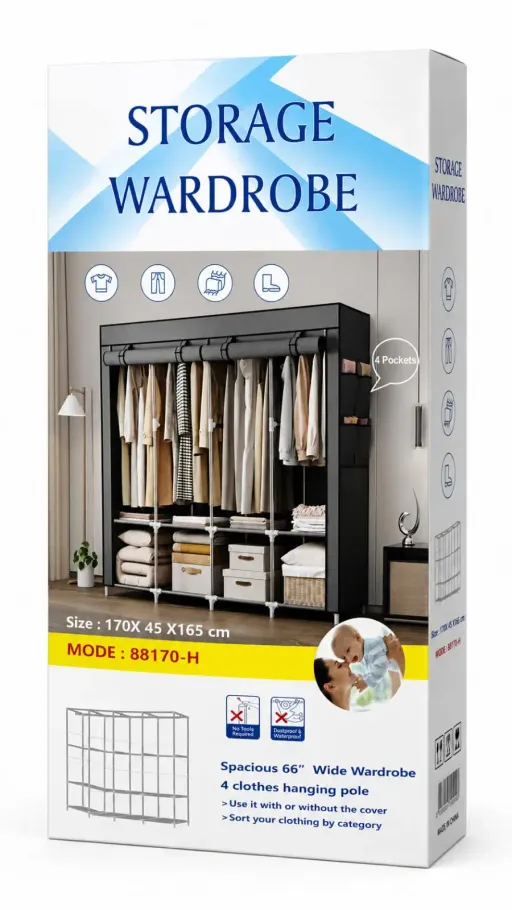 Armoire Chambre Rangement Penderie De Vêtement En Tissu thumbnail 2