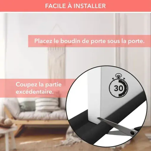 Bas De Porte Double Isolant, 90 Cm, Noir thumbnail 4