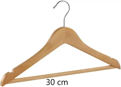Lot De 6 Cintres Enfant En Bois, Crochet Rotatif À À 360°, Longueur 30 Cm, Naturel thumbnail 2