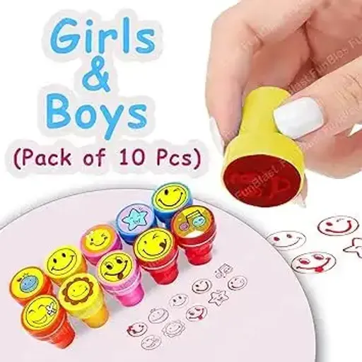 Tampon Auto-encreur Emoji Souriant / Tampon Mignon - Lot De 10 thumbnail 3