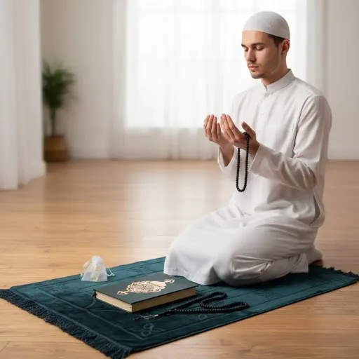 Coffret Cadeau Religieux: Saint Coran, Tapis De Prière 70x110cm, Tasbih Et Musc thumbnail 3